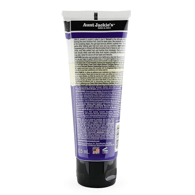 Aunt Jackie's Grapeseed Style and Shine Recipes Slicked Flexible Hair Styling Glue, Superior Hold, 4 Ounce