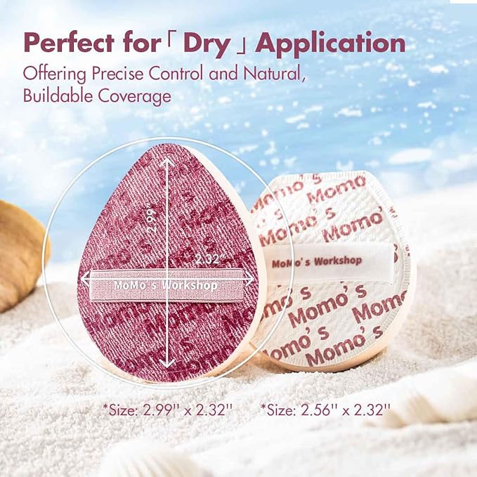 Pink Denim Makeup Sponges,Super Soft Blenders Sponge for Liquid Foundation Sponge,Large&Soft Yet Bouncy Rubycell,Egg&Flat Edge shape for Dry/Combination Skin,Travel Friendly,2pcs &Storage Case