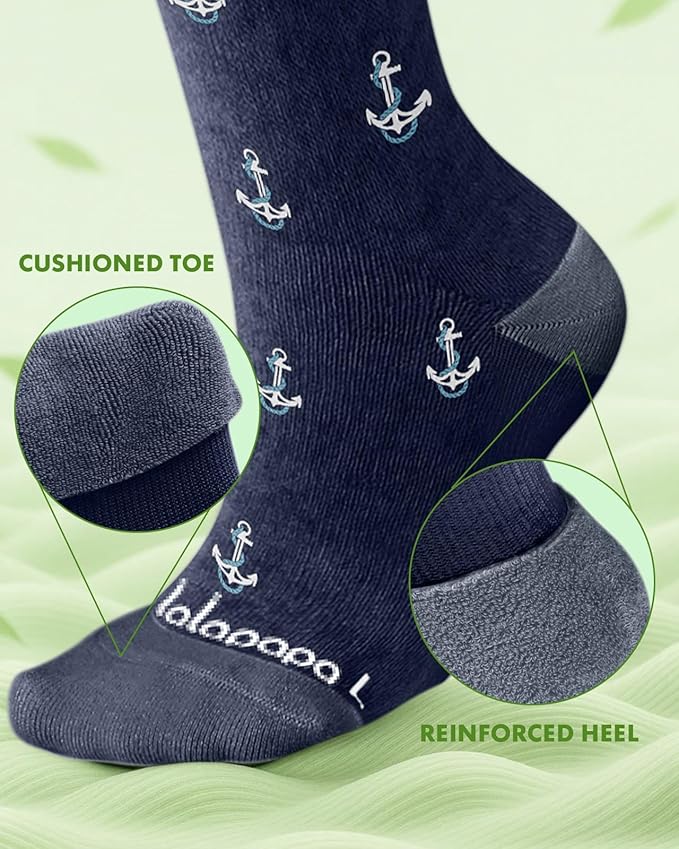 Lalapapa Bamboo Viscose Compression Socks for Women Men 2 Pairs 15-20mmHg Knee High Compression Socks Travel Nurse
