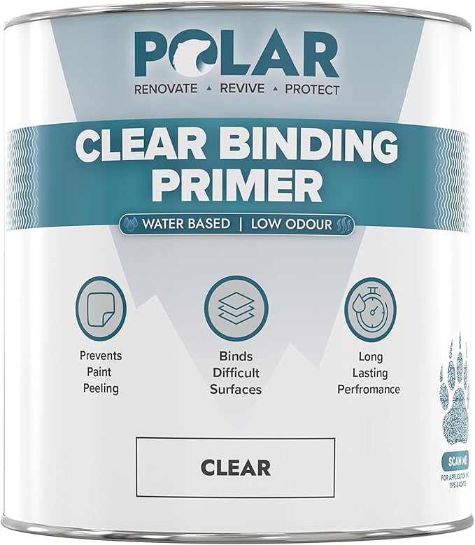 Polar Clear Binding Primer - 17 Fl Oz - High-Adhesion Primer for Drywall, Plaster, Cement, Stucco & Wood - Interior & Exterior Clear Base Coat & Paint Prep