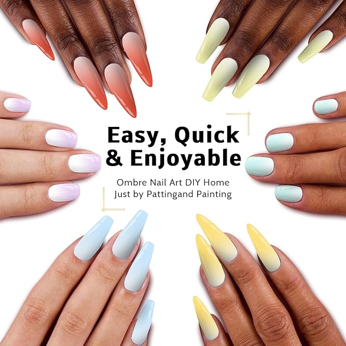 Karroy Christmas Gel Polish, 9 Colors Ombre Patting Gel Nail Polish Palette, 100 Sponges 6 Brushes 1Grabber, Blending Color Gradient Painting Nails Art, No Wipe, UV/LED Cured (Set 01)