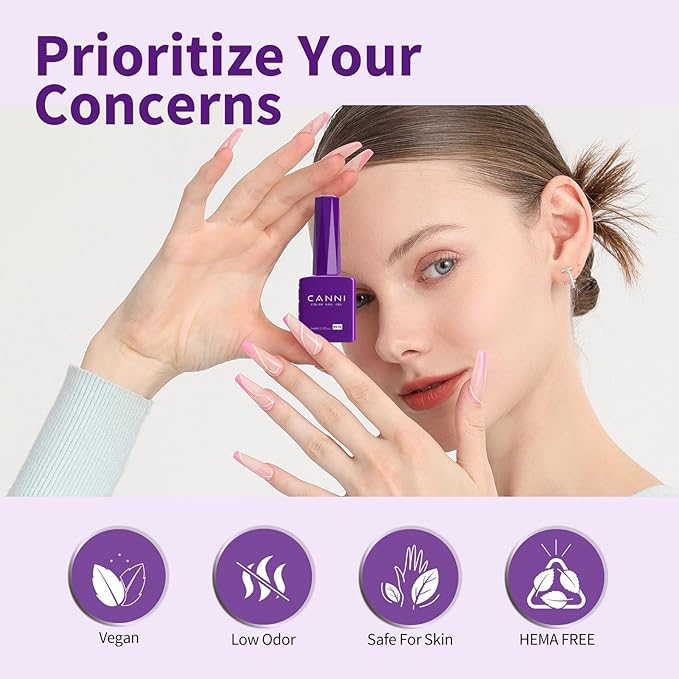 CANNI Purple Gel Nail Polish, 1Pcs Dark Purple Gel Polish Deep Color High Gloss Soak Off U V Nail Manicure Salon DIY