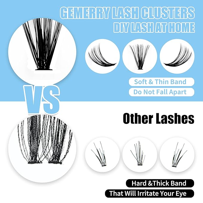 Individual Lashes 240pcs Large Tray 0.07mm 30P+40P D Curl Mix 15-20mm Lash Clusters Soft&Fluffy Cluster Lashes Mink Lash Extension Clusters Mixed Tray False Eyelashes By GEMERRY