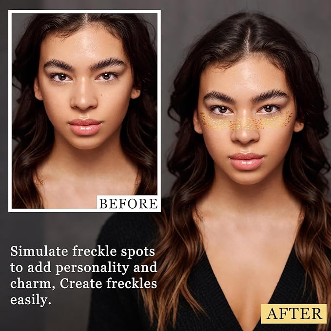 24pcs Glitter Freckle Tattoos Face Body Sparkle Patches for Festivals, Face Glitter Patches with Stars Gold Silver Holographic Faux Freckles