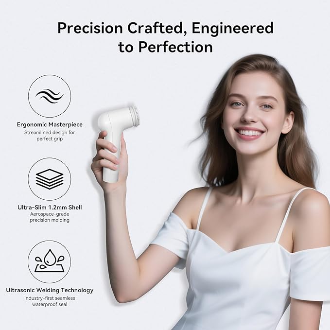 PURTIF Electric Facial Cleansing Brush - Rechargeable Silicone Face Scrubber exfoliator, Face Pore Cleansing Brush,3 Speeds,Waterproof, Exfoliating & Massage,for Women & Men.for Face Skin Issues,White