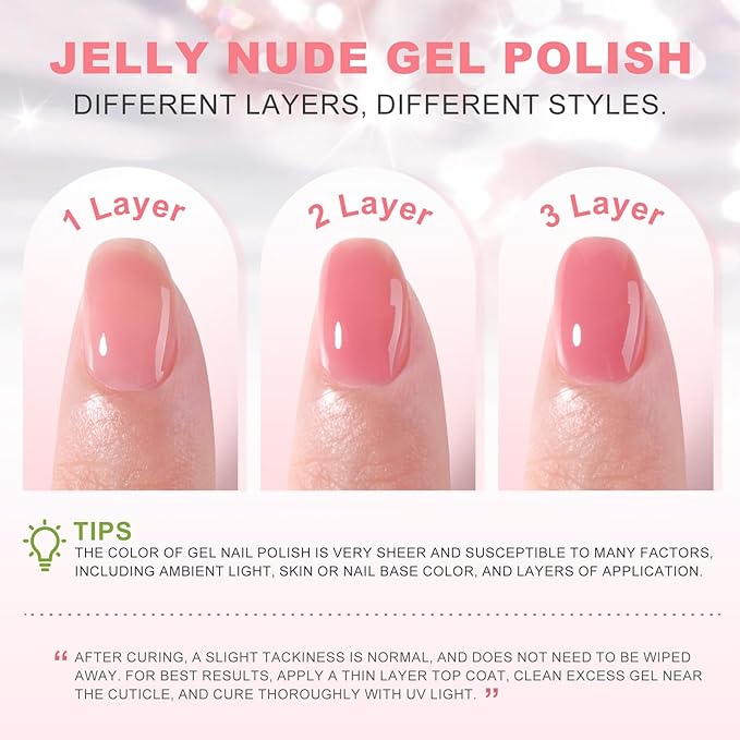 NXJ INFILILA Light Pink Gel Nail Polish, 15ml Baby Milky Pink Soak Off UV LED Gel Polish Long Lasting Shiny, Nude Jelly Sheer Translucent Color for Salon and Nail Art DIY at Home N11
