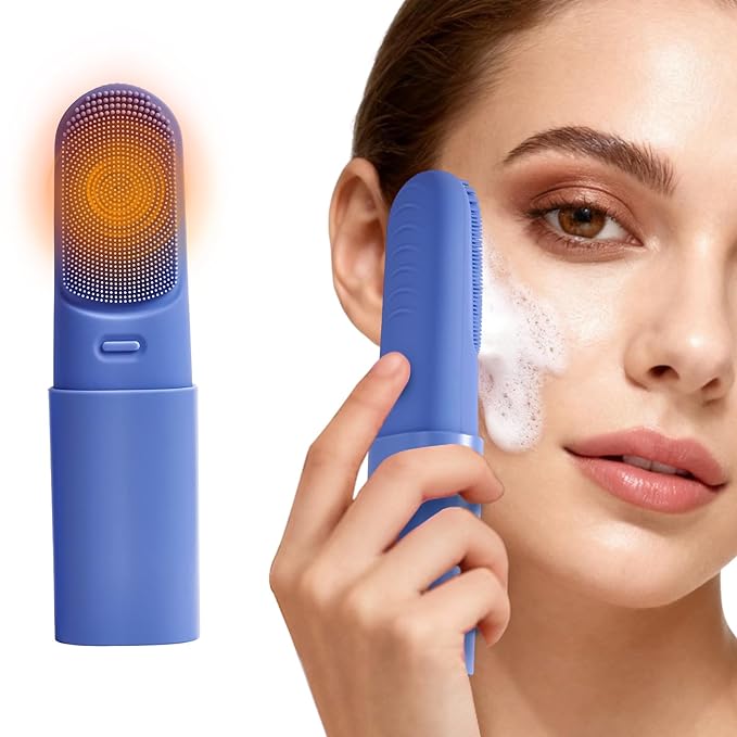 Face Scrubber with Heated,3 Modes Waterproof Rechargeable Portable Travel Size Makeup Remover Cleansing, Exfoliating and Massaging face wash Brush for Women & Men(Deep Ocean Key Blue)