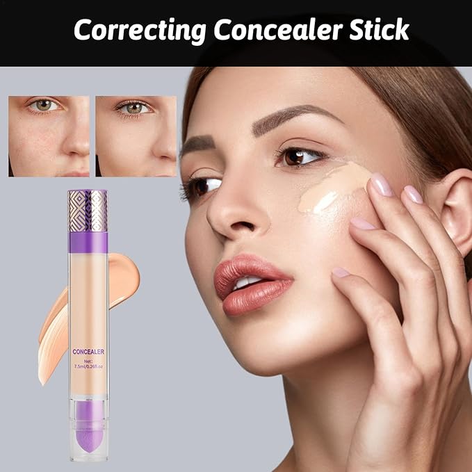Concealer Stick - Color Correcting Concealer, Spots Stick Concealer | Easy Blending Matte Concealer Brighter Buildable Color Complexion Makeup | Full Coverage Concealer Makeup Corrector for Men Women