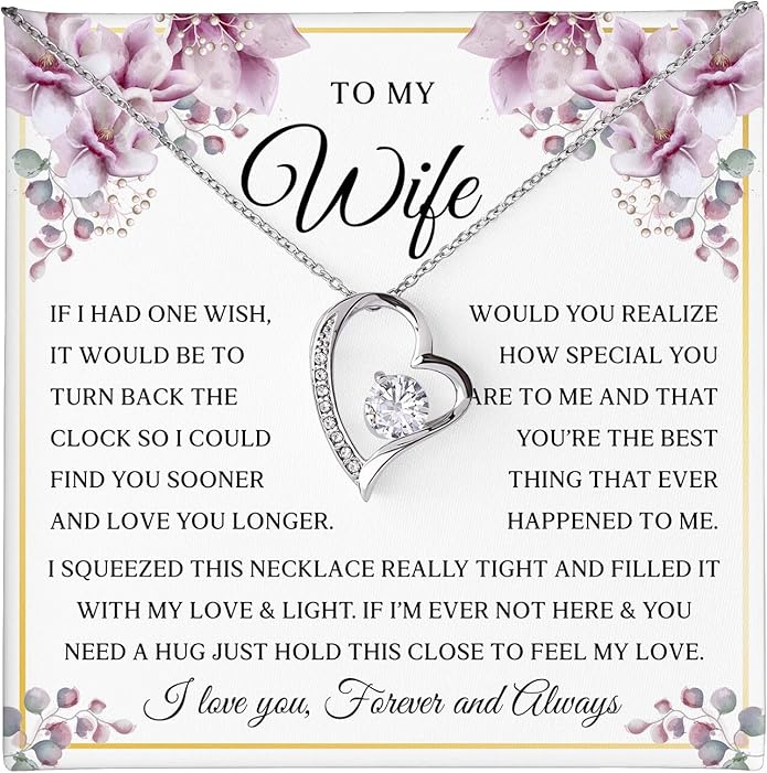 Mapileng To My Wife – Love Knot Necklace from Husband with Heartfelt Message Card & Elegant Luxury Gift Box, A Meaningful Romantic Jewelry Gift for Anniversary, Birthday, Wedding, Christmas
