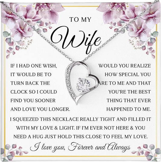 Mapileng To My Wife – Love Knot Necklace from Husband with Heartfelt Message Card & Elegant Luxury Gift Box, A Meaningful Romantic Jewelry Gift for Anniversary, Birthday, Wedding, Christmas