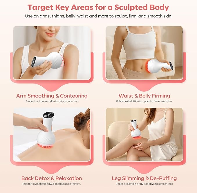 HarrFlow Lymphatic Drainage Massager & Anti Cellulite Massage Tool,New Lymphatic Massager,Helps Reduce Stretch Marks & Cellulite，for Belly, Arms & Legs,Body Sculpting Machine with Heat & Vibration