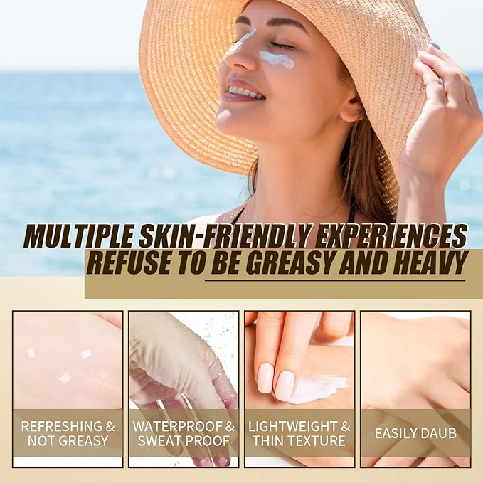 2 Pcs Rice and Probiotics SPF50 sunscreen,SPF50+ PA++++ Sunscreen for All Skin Type and UV Defense.