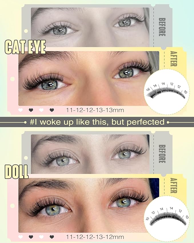 Wispy Lash Clusters Natural Fluffy Cluster Eyelash Extensions 168Pcs Waterproof Individual Lash Extensions10-16mm Eyelashes Clusters for DIY by Goddvenus （CC Curve）