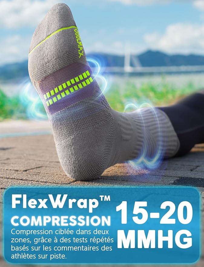 Juclise Womens Coolmax Bamboo Viscose Compression Running Crew Socks, Moisture-Wicking Anti-Blister Hiking&Gym Athletic