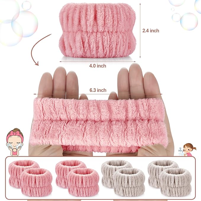 Darfukei Wrist Bands for Washing Face, 4pcs Spa Face Washing Wristbands, Microfiber Arm Wrist Towels, Absorbent Wash Wristbands for Woman Men, Prevent Water from Spilling Down Your Arms
