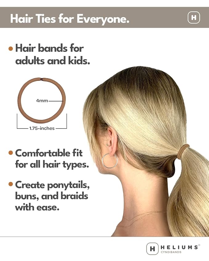 Cyndibands Elastic Hair Ties – Navy Blue - No Damage 4mm Ponytail Holders for Women & Kids, 24-Pack Hair Elastics in Neutral Colors