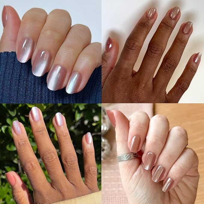 Olive & June Instant Mani Press-On Nails | (Glue) Short, Round 42 Fake Nails, 21 Sizes | Non-Toxic, Long-Lasting Recycled Materials Realistic Look | Salon-Quality at Home | HZ Velvet
