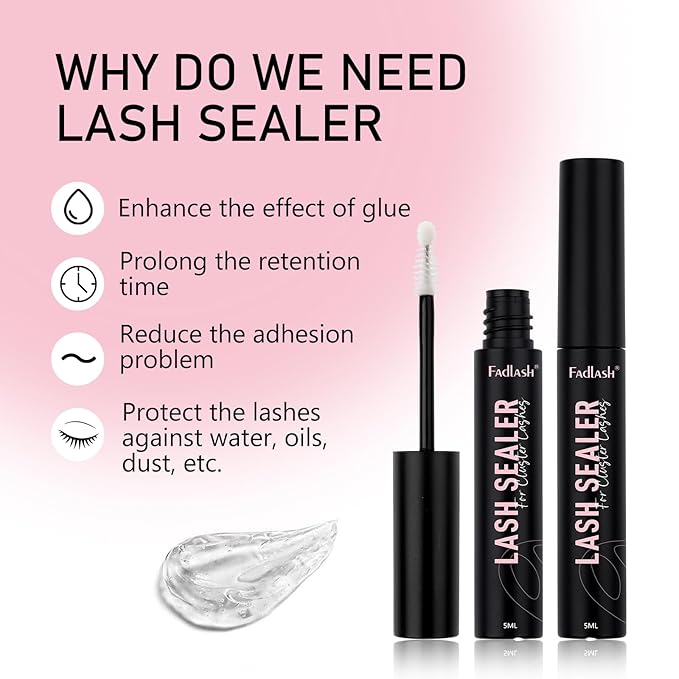 Lash Sealant for Eyelash Extensions Lash Seal Overnight Lash Sealer for Cluster Lashes Long-Lasting Retention Lash Seal Lash Overnight Sealer Eyelash Sealer Coating (Clear, 5ml)
