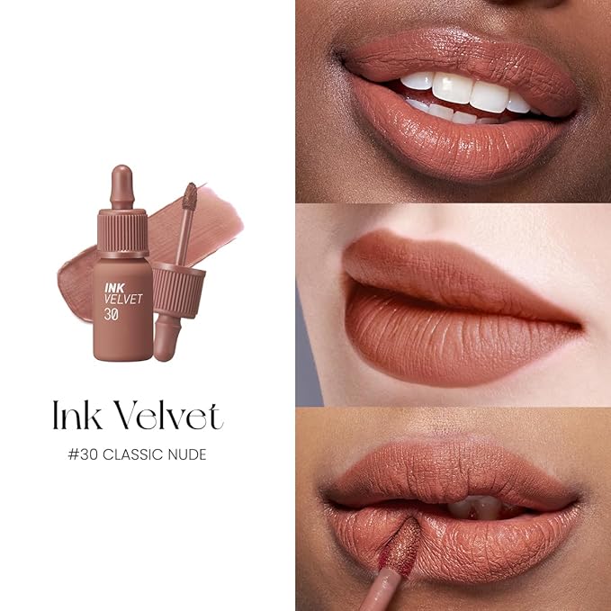 Peripera Ink the Velvet Lip Tint - High Pigment Color, Longwear, Weightless, Gluten-Free, Paraben-Free (030 CLASSIC NUDE)