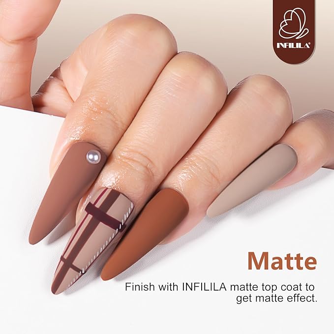 NXJ INFILILA Brown Gel Nail Polish, 15ml 0.51oz Dark Brown Gel Polish One-Stroke Coloring, Hema Free Chocolate Color High Gloss Soak Off UV Nail Manicure DIY for Women Girls SQ039