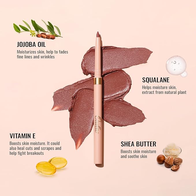 Oulac Waterproof Lipliner Pencil - Smooth and Creamy, Retractable Lip Makeup for Precision Application, Vegan & Cruelty-Free, LL04 Sunlit Peach
