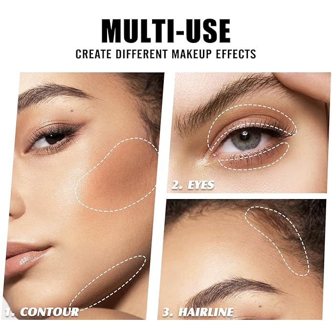 Cream Contour Powder Palette Kit with Brush & Mirror, Matte Bronzer Cool Toned Contour Powder Palette for Face Sculpting Makeup (#C03 Taupe)