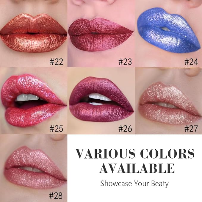 Kaely 2-in-1 Nude Gold Metallic Lipstick and Lip Liner Makeup, Shimmer Liquid Metallic Lipsticks for Women, Glitter Lip Gloss Stain Long Lasting Waterproof Smudge Proof 24 Hour, Cruelty-Free 27