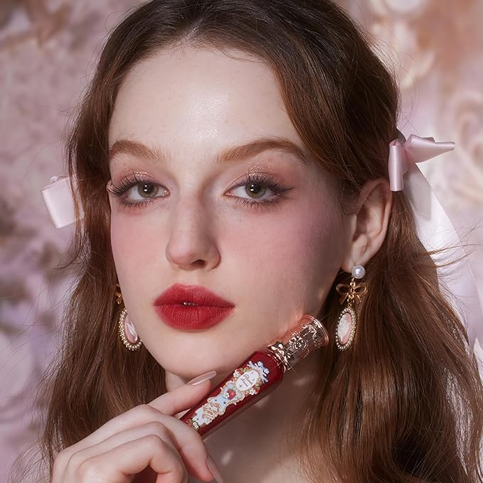 Flower Knows Strawberry Rococo Cloud Lip Cream,Long Lasting Vibrant Red Matte Lipstick,Hydrating Lip Stain,Transfer & Smudge Proof Velvet Liquid Lipstick for Girls&Women,0.12 Fl Oz(09 Strawberry Red)