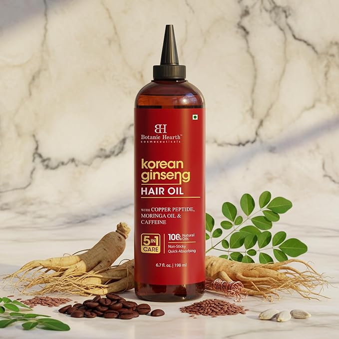Botanic Hearth Hair Oil for Hair Growth & Hair Relaxer | Strengthening Dry, Frizzy, Damaged Hair & Scalp Treatment | Korean Ginseng Hair Oil – 6.7 Fl Oz
