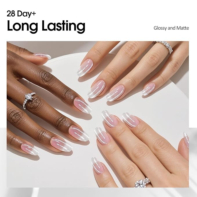VENALISA Glass Cat Eye Gel Nail Polish, 1 Pcs Silver Glitter Holographic Magnetic Gel Polish Color High Gloss Soak Off U V Nail Manicure Salon and DIY at Home Gifts for Women