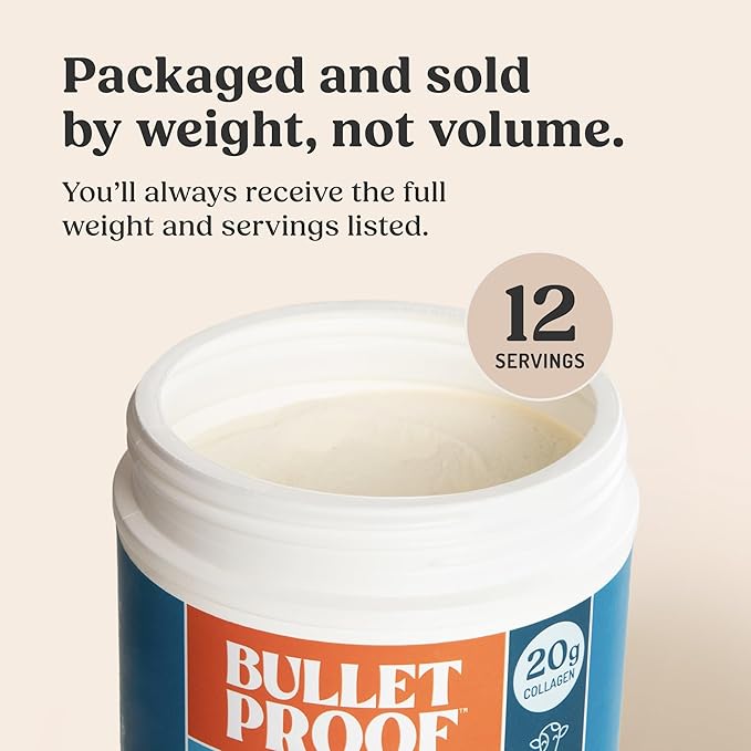 Bulletproof Vanilla Collagen Peptides Powder with MCT Oil, 14.3 Ounces, Grass-Fed Collagen Protein for Skin, Bone and Joint Support, Pasture Raised, No Added Hormones, Packaging May Vary