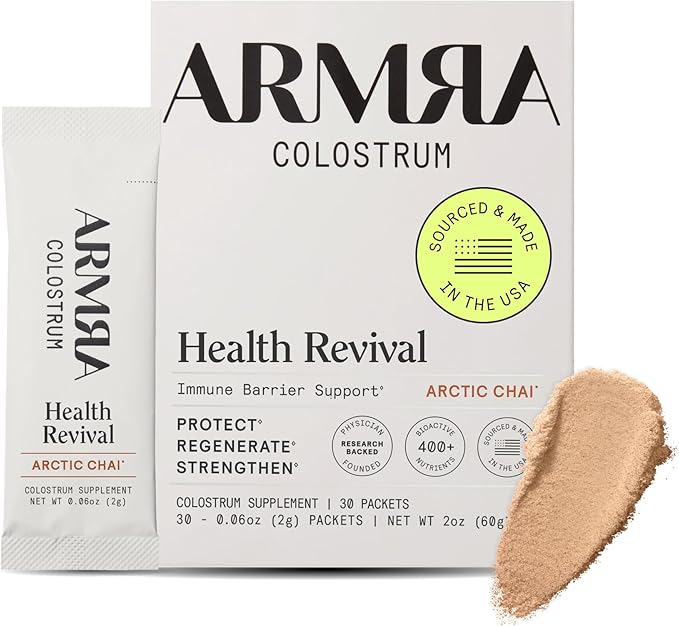 ARMRA Colostrum Powder | Arctic Chai | Gut Health & Bloating | Skin & Hair | Immunity | Keto, Gluten & Fat-Free | 30 Servings