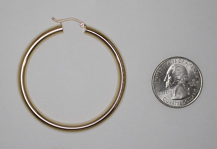 14K Gold Hoop Earrings, 4mm Thick