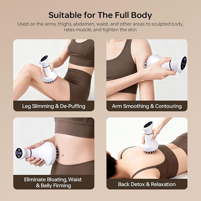 FUFADADE Lymphatic Drainage Massager,4-in-1 Electric Body Sculpting Brush,Helps Reduce Stretch Marks&Cellulite for Relaxation,Multi-Speed Anti Cellulite Massage Tool for Belly Legs Arms(White)