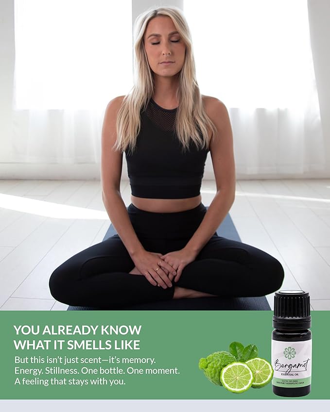 Essence Bergamot Essential Oil – Pure & Therapeutic Grade – Perfect for Aromatherapy, Diffusers & Recharging Essence Nasal Diffuser Rings – Natural Stress & Mood Support (5mL)