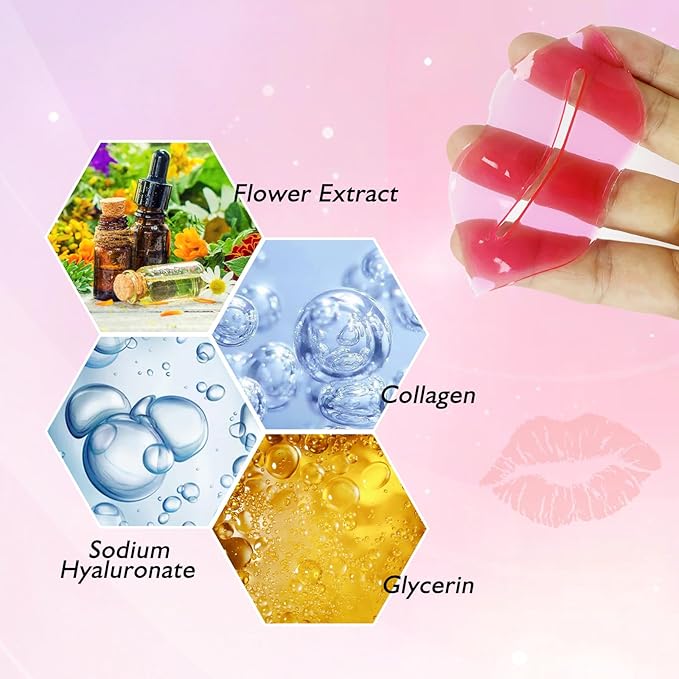 Adofect 30 Pcs Collagen Crystal Lip Masks, Moisturizing & Hydrating Lip Mask Set for Dark Lips Treatment, Smoothing lip Lines Reduce Wrinkles Dryness, Valentine's Day Gifts, Bulk Lip Masks