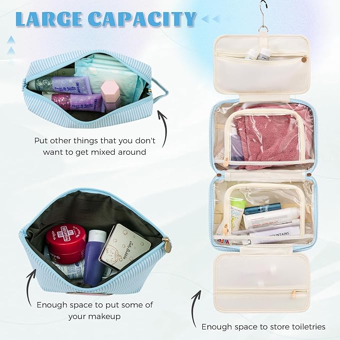 Christmas Gifts for Teenage Girls Stocking Stuffers for Teen Girl Initial Makeup Bag | Cosmetic Toiletry Bag | Birthday Gift for 8 9 10 11 12 13 Years Old | Trendy Stuff - Blue S