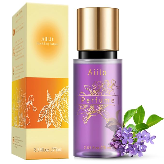 Aiilo Hair Perfume, Natural Fragrant Hair Perfume for Women, 8 Hours Longevity, Suitable for Hair, Body & Clothes - 75ml/2.54 fl oz (Transparent Violet)