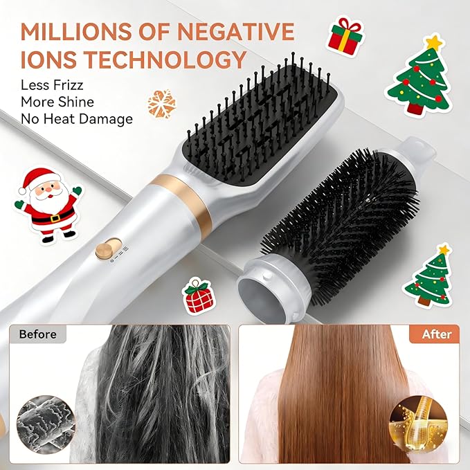 5 in 1 Hair Dryer Brush, Upgrade Blow Dryer Brush Air Curler Air Curling Wrap Styler, Fast Drying & 3 Adjustable Temperatures Hot Air Brush,Detachable Hair Styling Set for Drying Curling Straightening