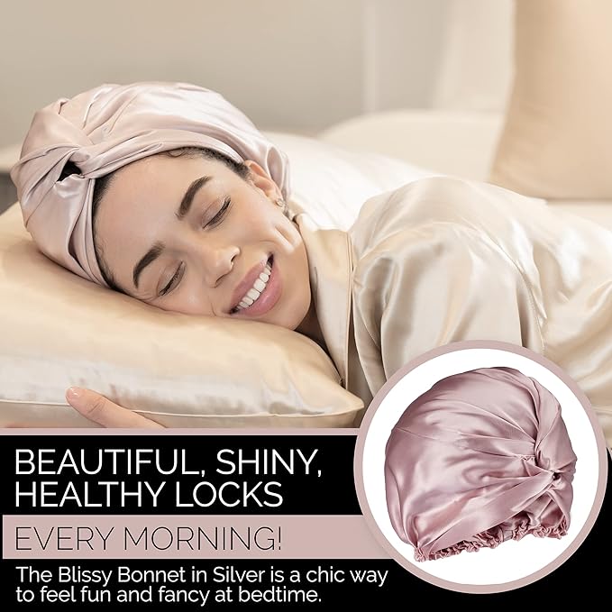 BLISSY Silk Bonnet For Sleeping For Long And Curly Hair - 100% Pure Mulberry Silk 22 Momme 6a High-grade Fibers