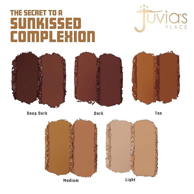 Juvia's Place Bronzed Duo Bronzer Dark - Soft Matte Bronzer, Contour Powder, Pressed Powder, Long-Wearing & Buildable Bronzing Powders - Suitable for Dark to Deep Tan Skin Tone