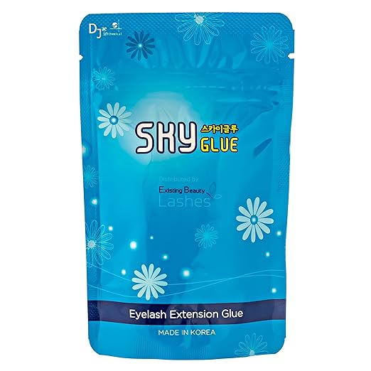 Sky Glue S+ Eyelash Extension Glue - Extra Strong Lash Extensions Adhesive Bond with 6-7 Weeks Retention and 1-2 Sec Dry Time, Long Lasting Semi Permanent Black Glue - 5 ml