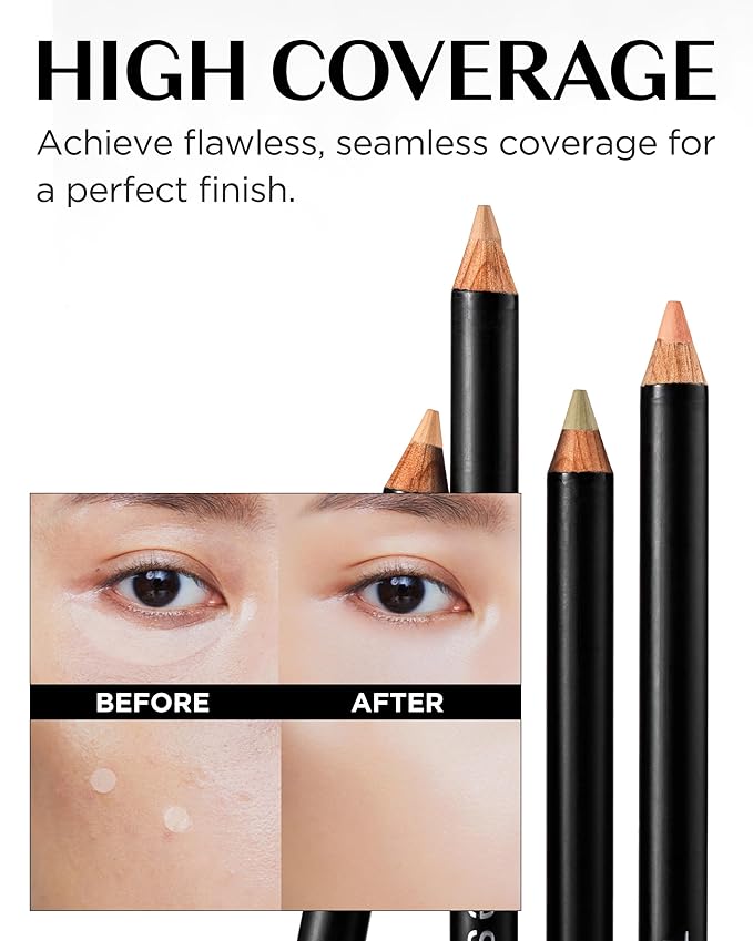 THESAEM Cover Perfection Ideal Concealer Pencil 0.04oz - 1.0 Clear Beige for Cool-Toned Skin 19-21 - Slim Multi-Use Pencil for Blemishes, Dark Circles & Touch-Up - Korean Makeup Concealer Stick