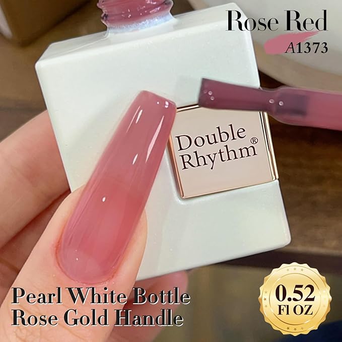 Double Rhythm Gel Polish 15ML Jelly Sheer Pastel Light Milky Color Pearl White Bottle 1 PC 0.5 OZ Full Size Nail Art Salon at Home (Rose Purple-D1373)