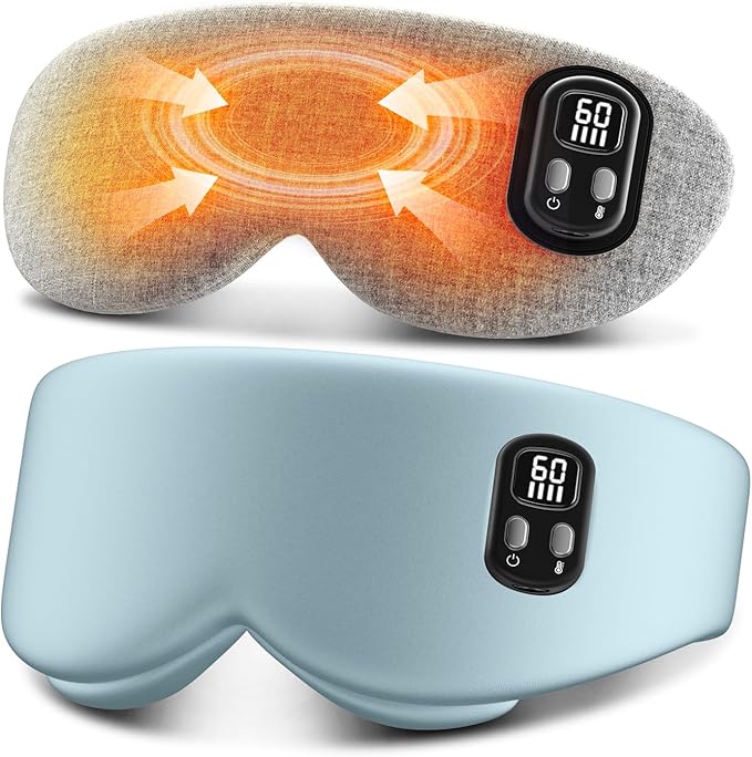 Heated Eye Mask - Cordless Eye Mask for Dry Eyes, Eye Relief, Improved Sleep, Timed Shutdown, 4 Temperature, Washable Eye Heating Pad for Travel, Removable for Cleaning - Teal Green