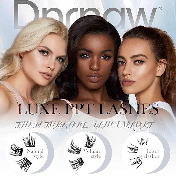 Luxury Lash Clusters Kit - Wispy & Fluffy Cluster Eyelash Extensions 8-16mm, 150H Wear | Korean Hypoallergenic PBT Fibers, Waterproof Glue & Seal | Gift Ready Premium Box (Volume-Sliver box)