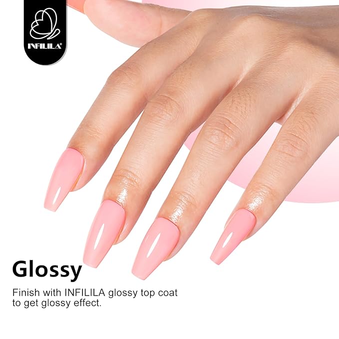 NXJ INFILILA Light Pink Gel Nail Polish, 15ml 0.51oz Pastel Pink Gel Nail Polish One-Stroke Coloring, Hema Free Nude Baby Color Soak Off UV Manicure Salon DIY for Girls SX0005