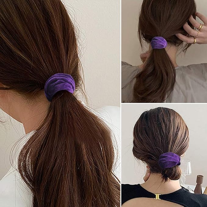 Didder 20 Pcs Hair Scrunchies Velvet Elastics Scrunchy Hair Ties Dark purple Soft Scrunchie Bobbles Ropes Scrunchie Solid color Hair Bands for Women Girls