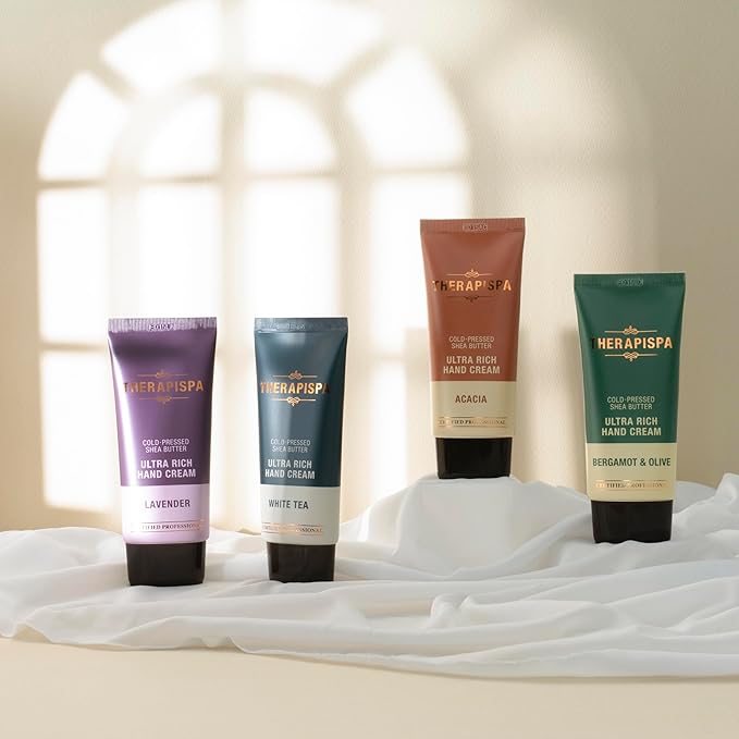 THERAPISPA Ultra Rich Hand Cream – Intensive Hydration & Repair for Dry, Chapped Hands | Enriched with Shea Butter, Ceramides, Niacinamide (B3) & Panthenol (B5) (White Tea, 2.0 oz, Pack of 5)