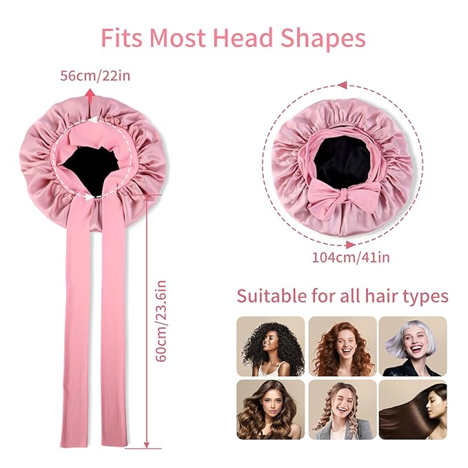 Silk Bonnet for Sleeping Women, 22 Momme 100% Mulberry Silk Sleep Cap, Double-Layer Reversible Silk Hair Wrap for Women & Night Hair Care, Fits All Hair Types – Pink